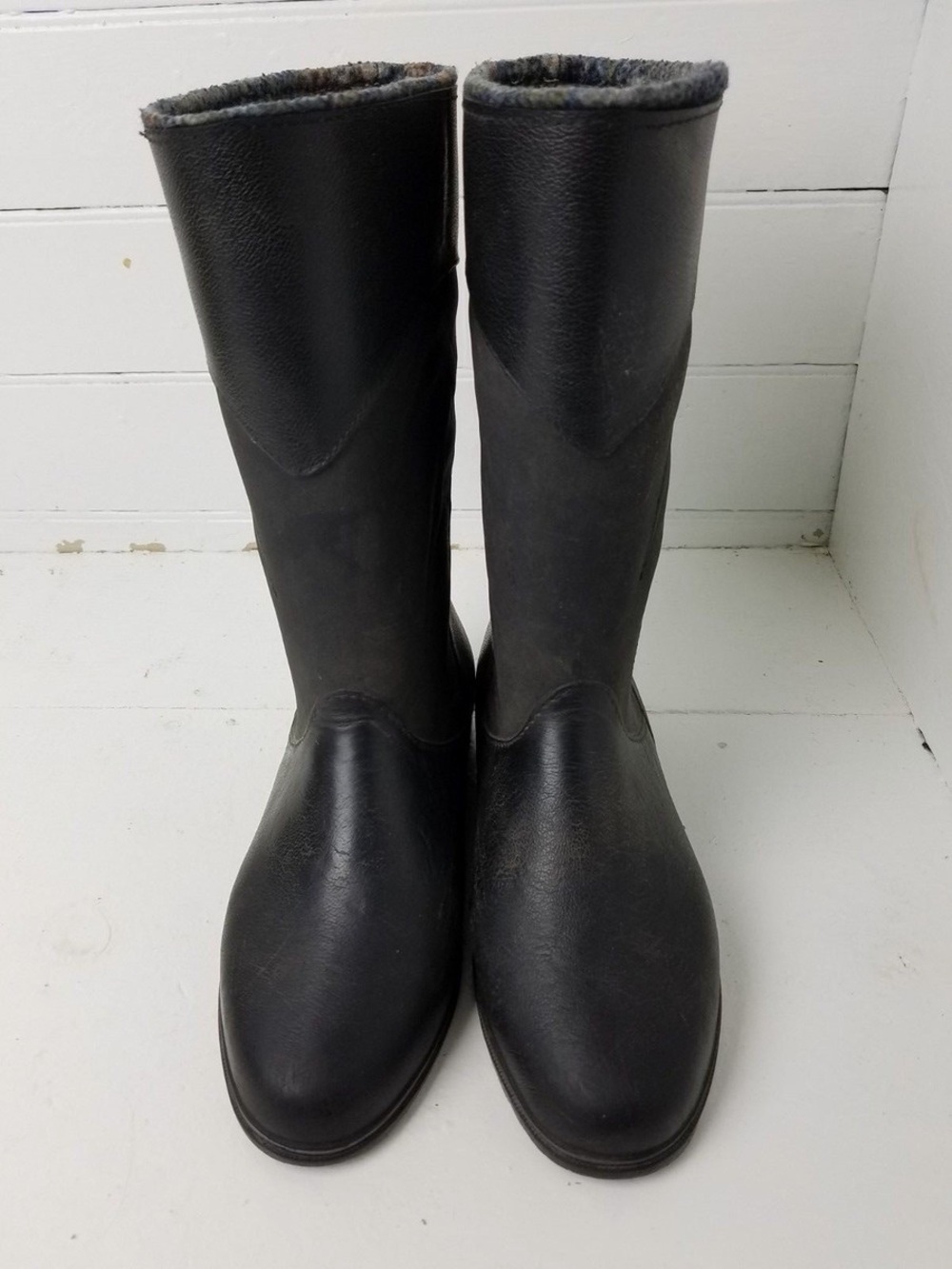 Wool Blanket Lined Rubber Rain Boots Galoshes Waterproof Pull-on Canada Womens 8